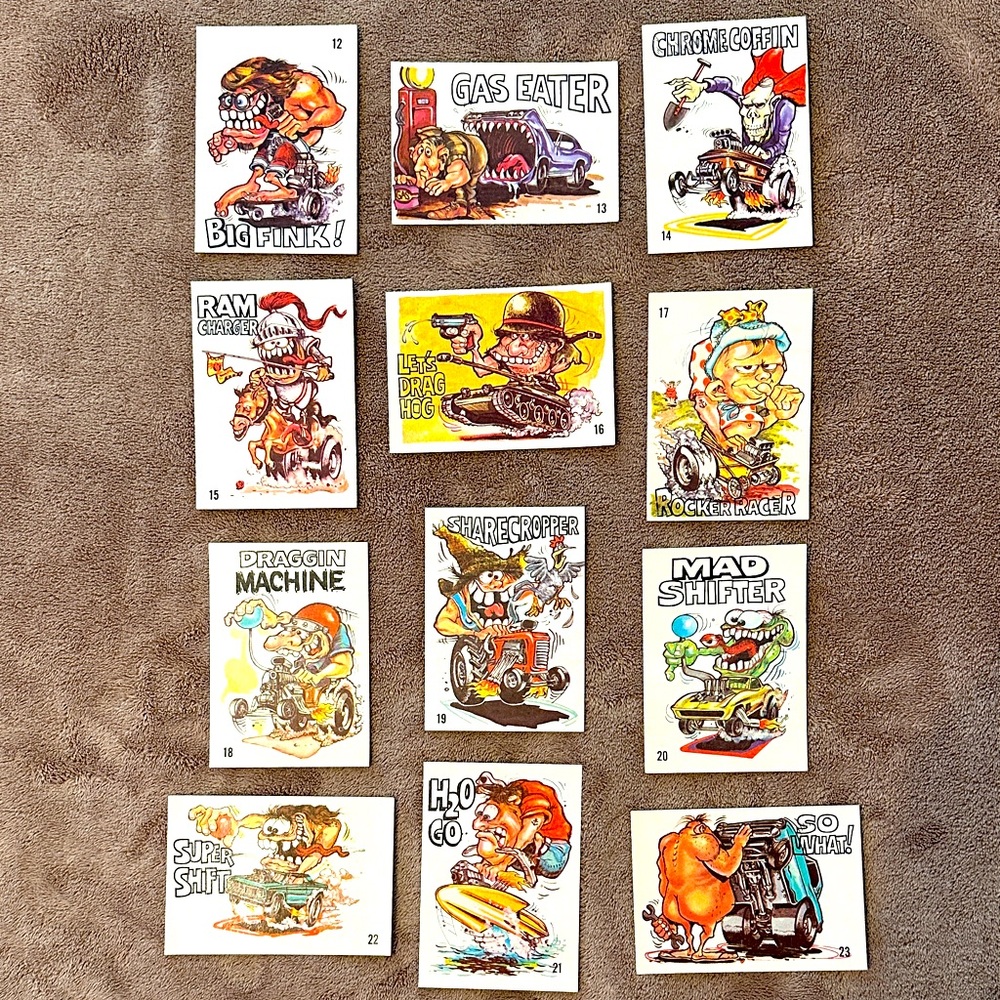Odd Rod cards #12 through #23. Great Condition Rare 1969 Topps Collectible